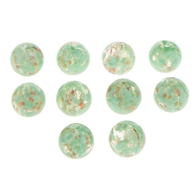 marque generique - 10pcs perles de feuille d'or en verre au chalumeau perles rondes pour la fabrication de bijoux vert marque generique  - Perles
