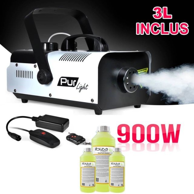 Pur Light - Machine à fumée PRO DJ MEGA Smoke 900W + Etrier de fixation + 2 télécommande +3L de Liquide PUR LIGHT NEWARK900 - Machines à effets