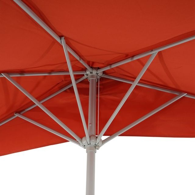 Mendler Demi-parasol aluminium Parla pour balcon ou terrasse, IP 50+, 285cm ~ terracotta sans pied