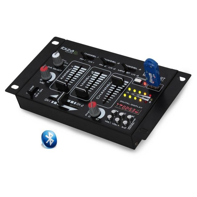 Ibiza Sound Pack Sono DJ300-BT ampli + HP 500W Table de mix