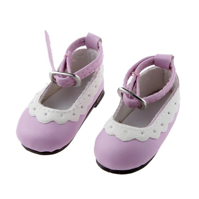marque generique - Paire de chaussures plates à cheville rondes pour cheville 1/4 BJD Poupées violet clair marque generique - Poupons