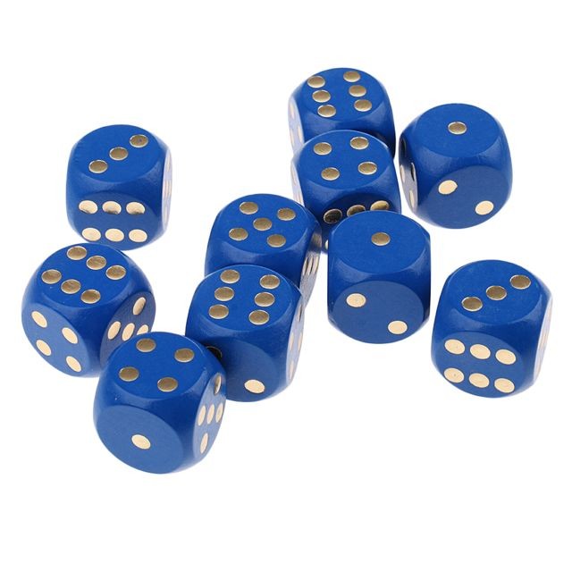 marque generique - 10 pièces dés en bois à six faces dé dés numérique pour d u0026 d jeux rpg bleu marque generique  - Jeux de rôles