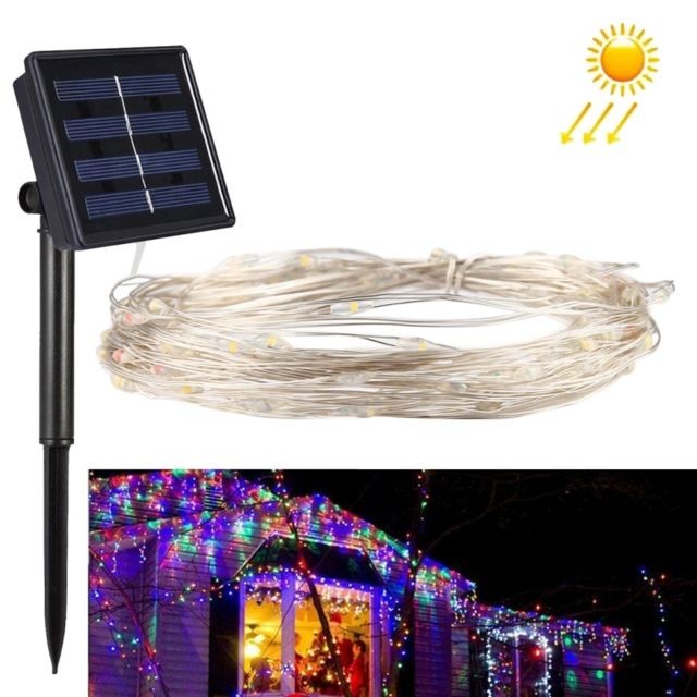 Wewoo - Guirlande 10m 100 LEDs SMD 0603 IP65 étanche panneau solaire fil d'argent chaîne fée lumière lampe décorative colorée Wewoo - Bonnes affaires Guirlandes lumineuses