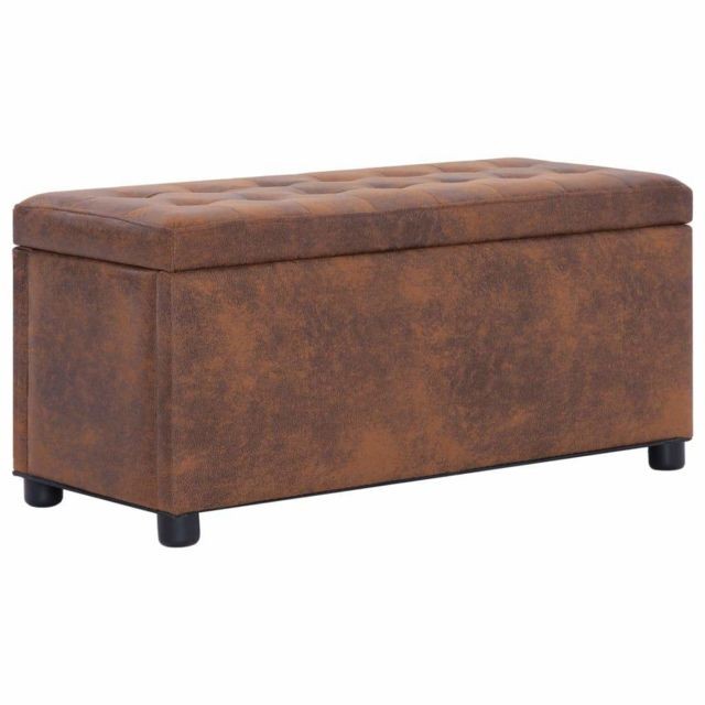Helloshop26 - Banquette pouf tabouret meuble pouf de rangement 87 5 cm marron similicuir daim 3002197 - Helloshop26