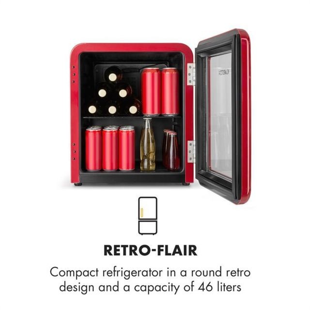 Mini Bar Réfrigerateur Minibar - Klarstein PopLife -  48 litres - Design rétro rouge