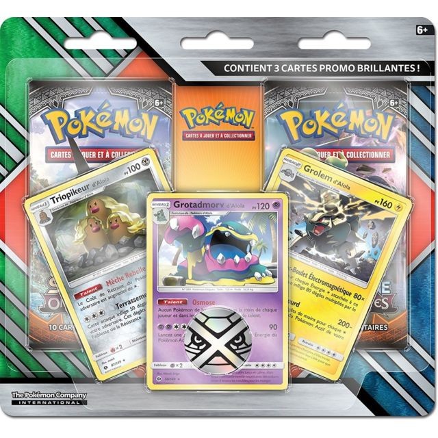 Carte à collectionner Asmodee Duo Pack Pok�mon 2 Boosters +3 Carte promo  brillantes Soleil et Lune
