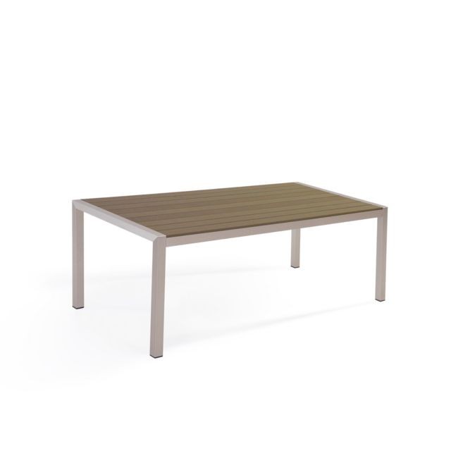 Beliani - Table de jardin en aluminium et bois synthétique marron 180 x 90 cm VERNIO Beliani  - Mobilier de jardin