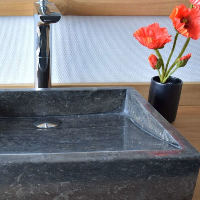 Vasque Vasque à poser en marbre noir, Coreal