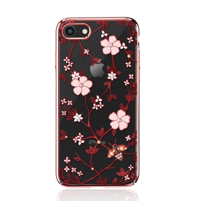 marque generique - Coque flower rouge rhinestone pour Apple iPhone 7,iPhone 8 marque generique  - Accessoire Smartphone marque generique