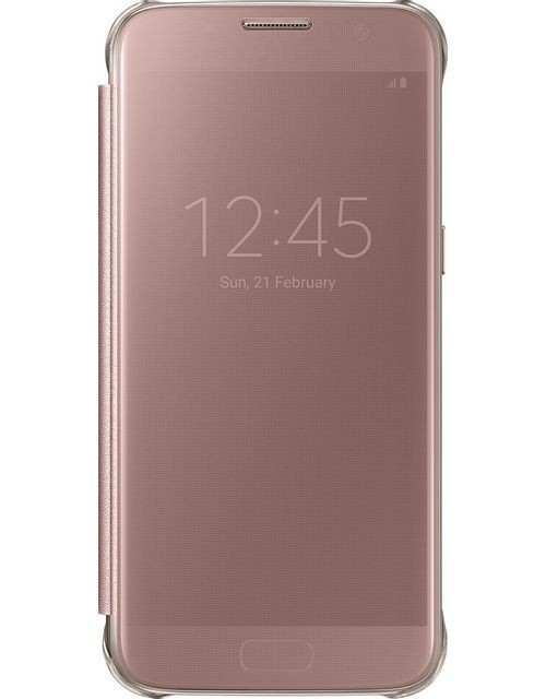 Sacoche, Housse et Sac à dos pour ordinateur portable Samsung Samsung Etui Clear View Cover Rose Gold Pour Samsung Galaxy S7