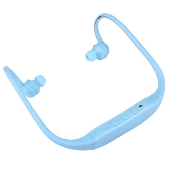 Wewoo Casque Bluetooth Sport bleu pour les smartphone et iPad ordinateur portable MP3 ou d'autres périphériques audio, stockage maximum de carte SD: 8GB imperméable à  l'eau stéréo sans fil étanche écouteurs intra-auriculaires avec micro SD,