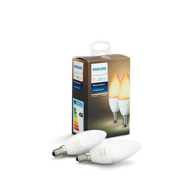 Philips Hue - White Ambiance flamme 6W E14 x2 - Bluetooth - Appareils compatibles Amazon Alexa