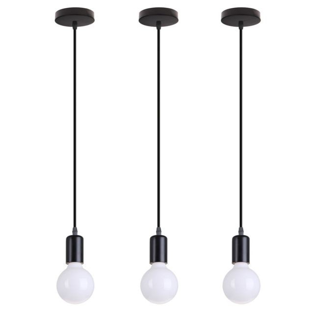 Stoex - 3x Luminaire Suspension Douille de lampe E27, Lampe de Plafond Accessoires Pendentif Lampe Titulaire Support de lampe plafonnier Antique Edison - Noir Stoex  - Suspension douille