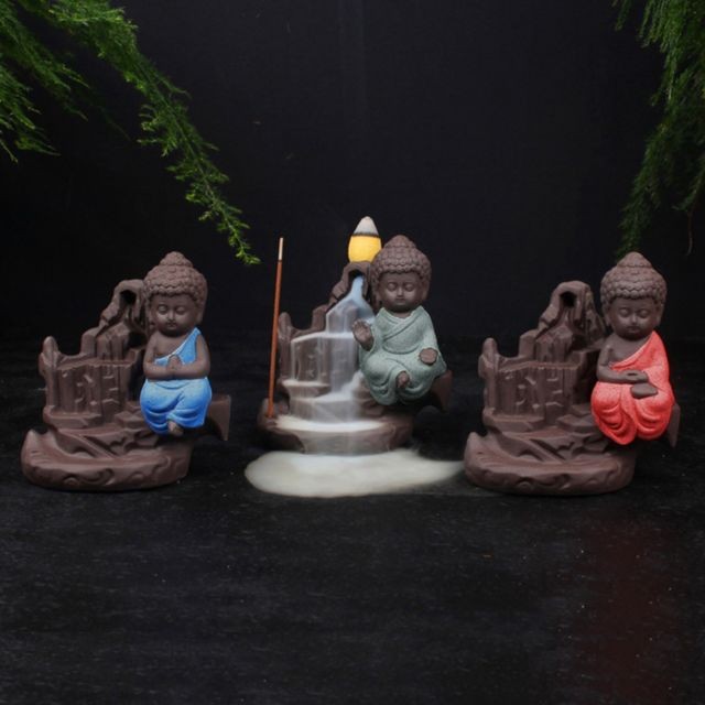 marque generique - bouddha en céramique handcraft rétro-éclairage encensoir titulaire encens brûleur artisanat -vert marque generique  - Encens