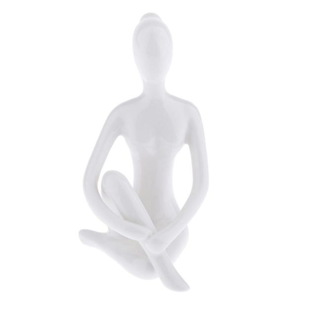 Objets déco Yoga en céramique Figure Ornement Statue Sculpture Zen Garden Desk Decor Style-05