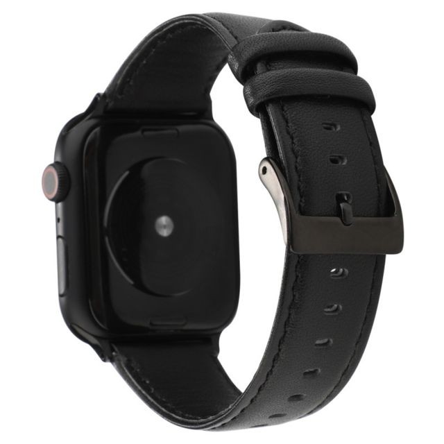 Wewoo - Pour Apple Watch Series 5 et 4 44 mm / 3 et 2 et 1 42 mm Cire à l'huile Texture Crazy Horse Bracelet en cuir véritable noir Wewoo  - Objets connectés