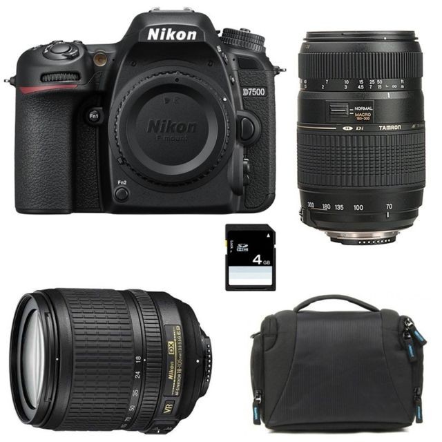 Nikon - PACK NIKON D7500 + 18-105 VR + TAMRON 70-300 DI + Sac + Carte SD 4Go - Photo & Vidéo Numérique