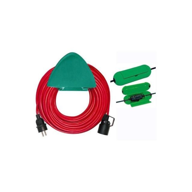 Brennenstuhl - Brennenstuhl Rallonge rouge 40m de câble - avec support mural vert et safe box - Fabrication Française Brennenstuhl - Electricité