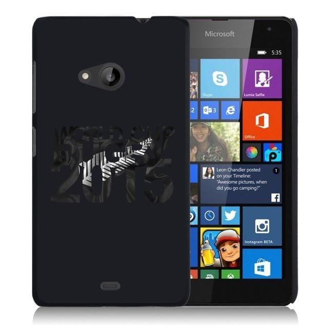 Coque, étui smartphone Kabiloo Coque rigide noire pour Nokia Lumia 535 avec impression Motif All Blacks et logo rugby WCR 2015
