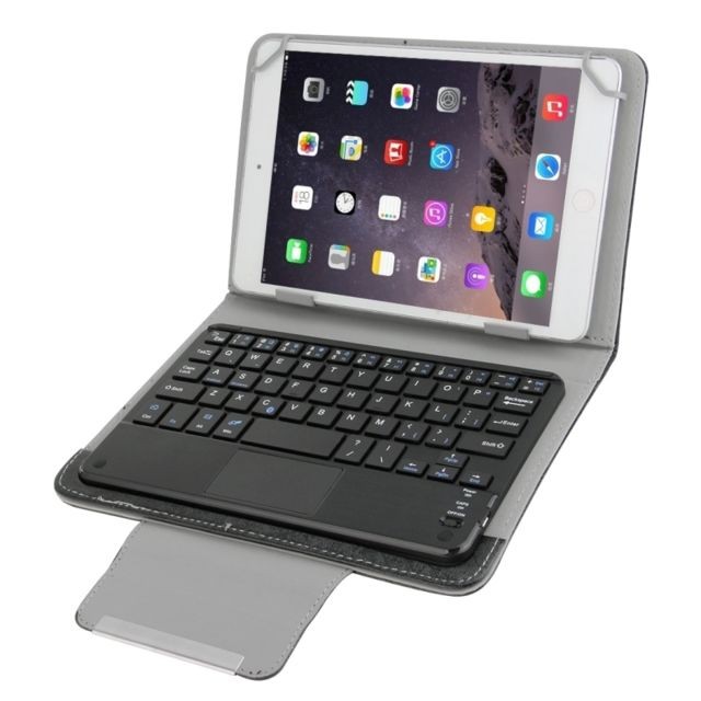 Wewoo - Clavier QWERTY noir pour 7 pouces iSO & Android & Windows Tablette Tactile Housse en cuir universelle magnétique détachable de de Touchpad de Bluetooth avec le support - Clavier Sans fil