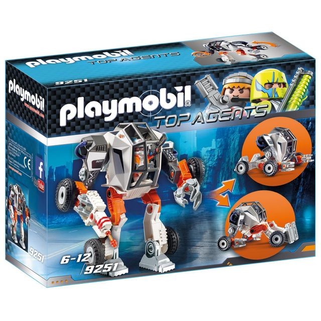 Playmobil - PLAYMOBIL 9251 Top Agents - Chef de la Spy Team avec Robot Mech Playmobil  - Jeux de construction