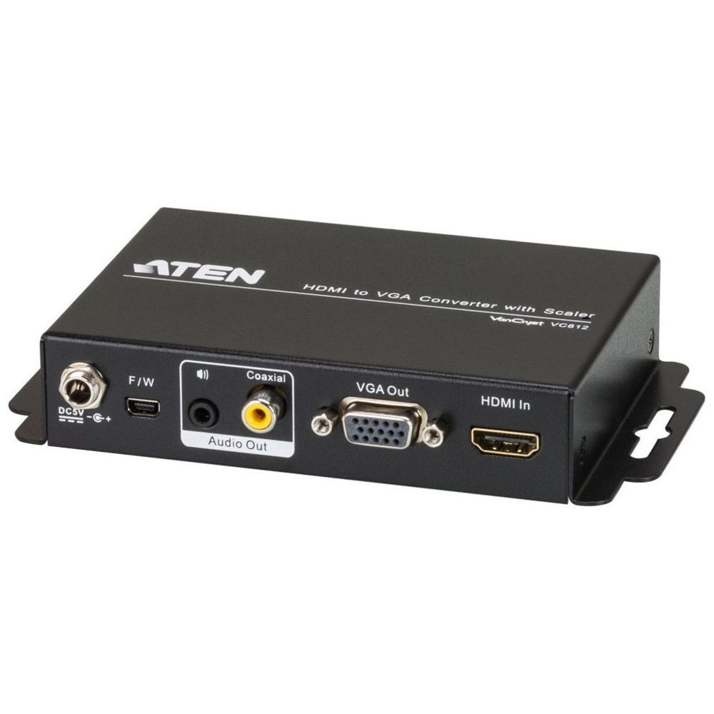 Aten Convertisseur HDMI vers VGA, ATEN VC812, avec scaler, FullHD (jusqu'à 1.080p), prend en charge les formats 16: 9 et 4: 3