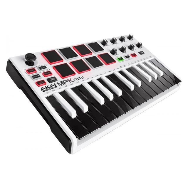 Claviers maîtres Akai Akai MPK Mini MKII blanc - Mini clavier Pads USB 25 notes