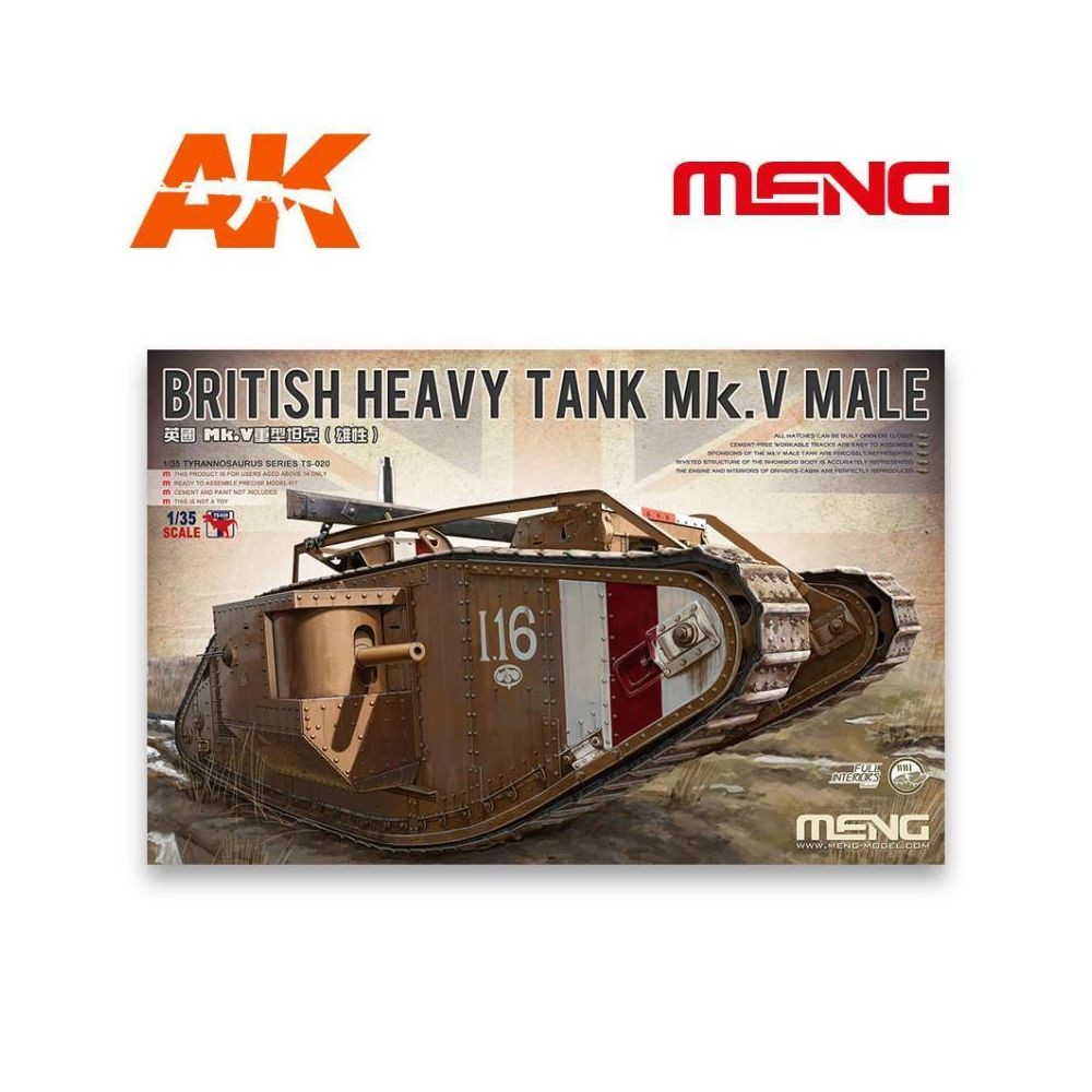 meng maquette char british heavy tank mk.v male (with full interior)
