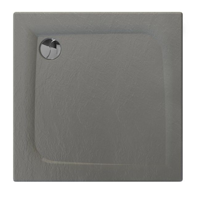 Allibert - Receveur de douche carré effet pierre Mooneo - L. 80 x l. 80 cm - Gris anthracite - Receveur de douche Allibert