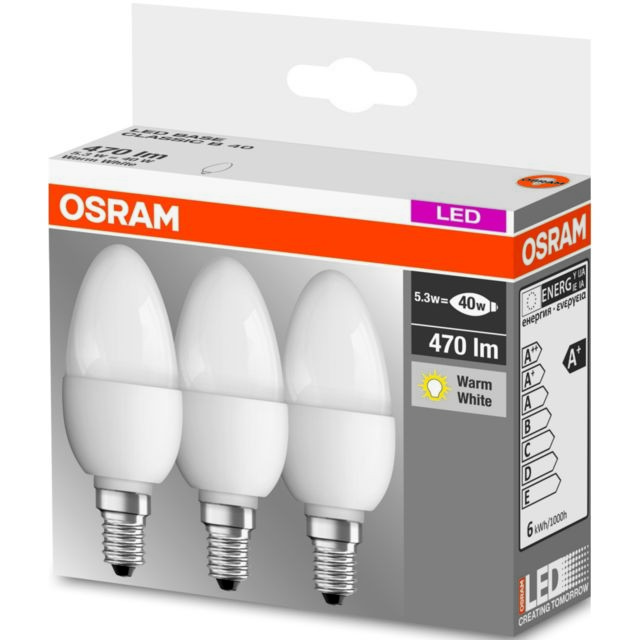 Osram - Lot de 3 ampoules LED flamme Osram 5,3W E14 Osram  - Ampoules LED Osram