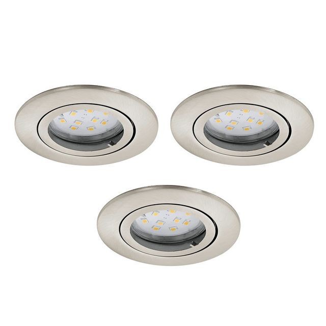 Spots Eglo Lot de 3 spots LED à encastrer orientables en aluminium diamètre 8cm Tedo - Nickel