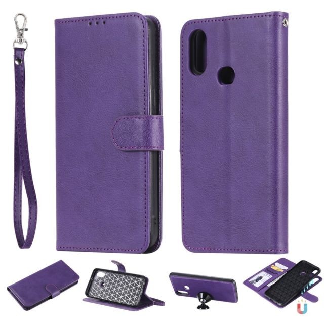 Generic - Etui en PU magnétique détachable 2 en 1 avec support violet pour votre Samsung Galaxy A10s Generic  - Accessoire Smartphone