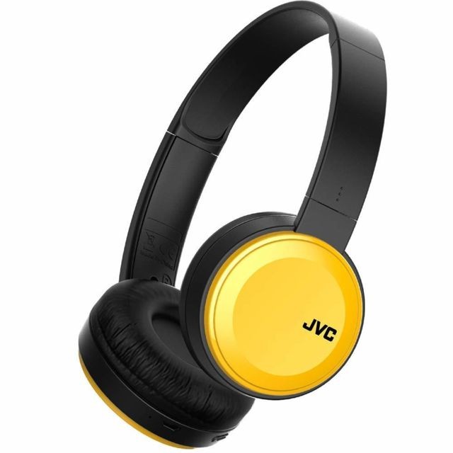 JVC - Casque bluetooth - codec SBC - transducteur 30 mm - microphone et télécommande - 14 heures d'autonomie - bass-boost - jaune - Casque Bluetooth Casque