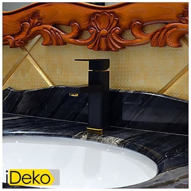 Ideko iDeko® Robinet Mitigeur lavabo peinture noire contemporaine un trou poignée simple robinet d'évier salle de bains