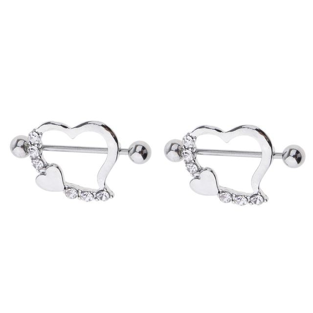 marque generique - 1 paire en acier inoxydable en forme de coeur tétons boucliers anneaux barbell anneau blanc marque generique  - Jeux & Jouets