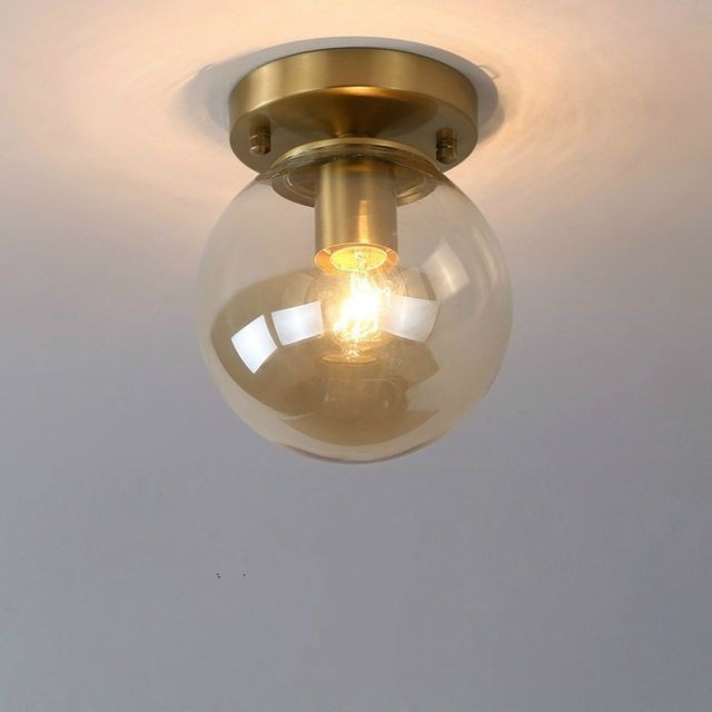 Suspensions, lustres Wewoo Suspension luminaire Lustre Lampe Suspendue J Simple Walkway en cuivre Couloir tête Hall Plafonniers avec lumière chaude LED