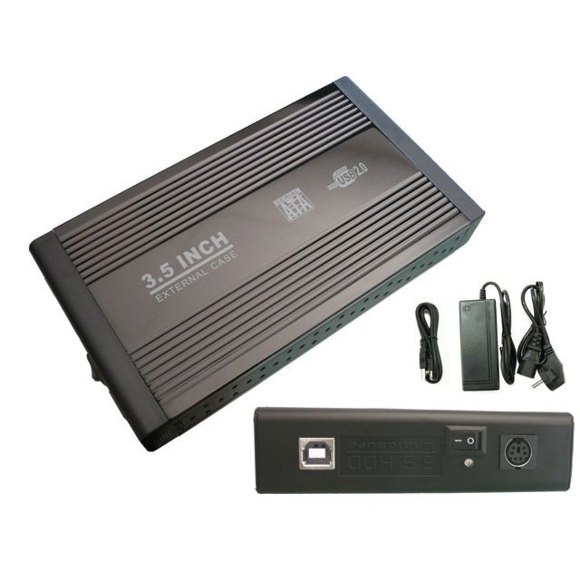 Accessoires SSD Kalea-Informatique Boitier Aluminium Pour Disque Dur IDE 3.5"""" 40 pin Liaison USB 2.0 - NOIR ou GRIS Liaison USB 2.0 - NOIR ou GRIS
