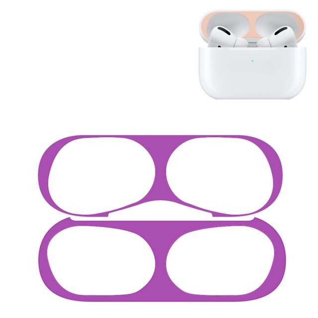 Wewoo - Pour Apple AirPods Pro Étui de protection écouteurs sans fil Autocollant protecteur en métal violet - Ecouteurs intra-auriculaires Wewoo