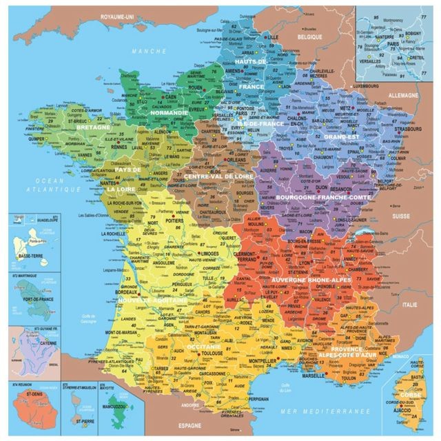 Puzzles Michele Wilson - Puzzle en bois Fait Main 100 pièces : Carte de France des départements Puzzles Michele Wilson  - Puzzles