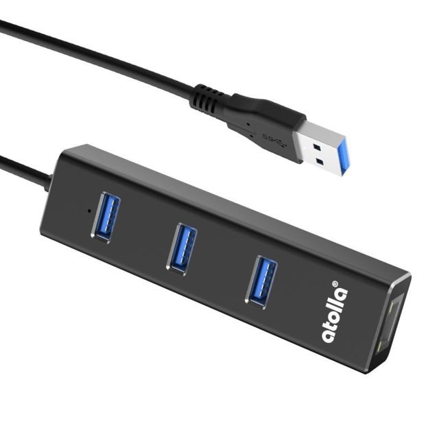 Atolla -Atolla Hub USB 3.0 à 3 ports avec adaptateur Ethernet Gigabit - Adaptateur réseau USB - Adaptateur USB Lan(301) Atolla  - Hub ethernet