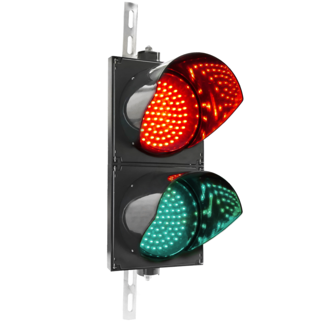 Primematik - Feu de circulation pour intérieur et extérieur IP65 2 x 200mm 12-24V avec LEDs vert et rouge - Carte SD