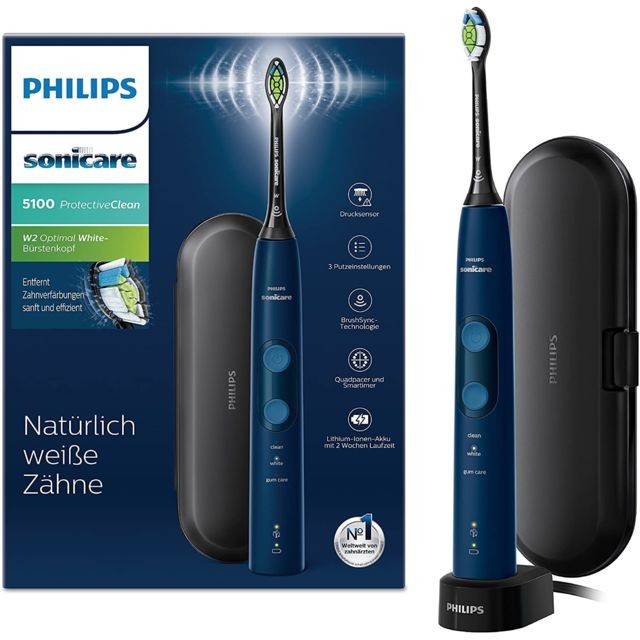 Philips - Brosse à dents électrique avec 3 programmes de brossage et indicateur de pression bleu foncé noir - Brosse à dents électrique
