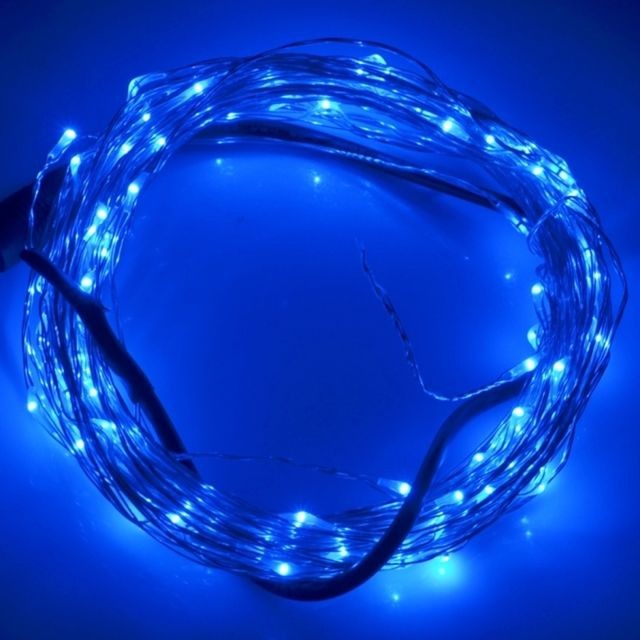 Wewoo - Guirlande 10m 12V 6W 500LM SMD-0603 LED fil d'argent Light Festival lampe / décoration bande de lumière, lumière bleue Wewoo  - Guirlandes lumineuses Bleu, or