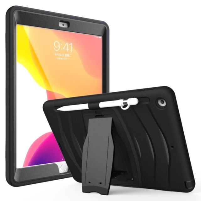 Wewoo - Housse Étui Coque Pour iPad 10.2 2019 rotation à 360 degrés PC + de protection en silicone avec support et dragonne noir Wewoo  - Accessoire Tablette