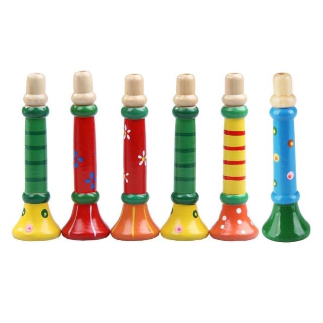 Wewoo - Enseignement précoce de l'enseignement du puzzle des enfants de jouet de trompette en bois de dessin animécouleur aléatoire Wewoo  - Trompette jouet