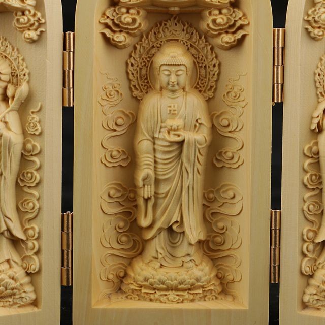 Objets déco Statue de bouddha sculpté casier boîte sculpture sculpture en bois de style buis-1