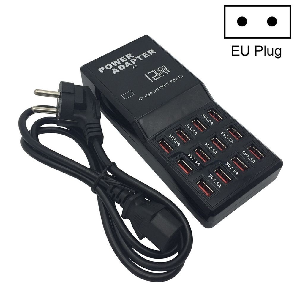 Wewoo Station de recharge W-858 12A 12 ports USB Dock de chargement rapide Chargeur de bureau intelligent AC100-240Vprise euro