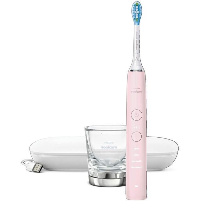 Philips - brosse à dents électrique rechargeable Connectée DiamondClean blanc rose - Brosse à dents électrique