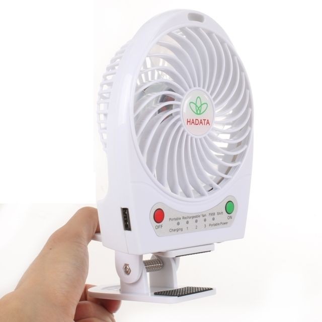 Ventilateur Wewoo Ventilateur blanc 4,3 pouces Portable USB / Li-ion à piles rechargeable avec troisième réglage de la vitesse du vent et Clip