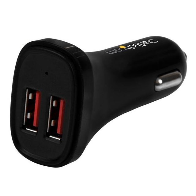 Startech - Chargeur de voiture USB à 2 ports - Noir - Batterie téléphone